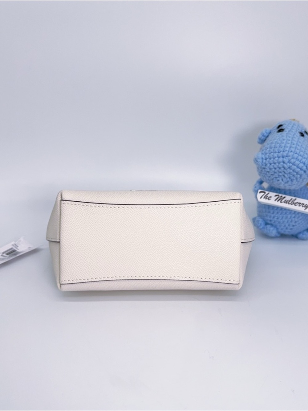Coach CW336 Zip Top Crossbody Croissant Bag Crossgrain Leather Chalk Silver NWT - Picture 5 of 11